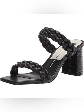 Dolce Vita Paily Braided Sandals Black Stella Python Block Heel Size 11 NIB